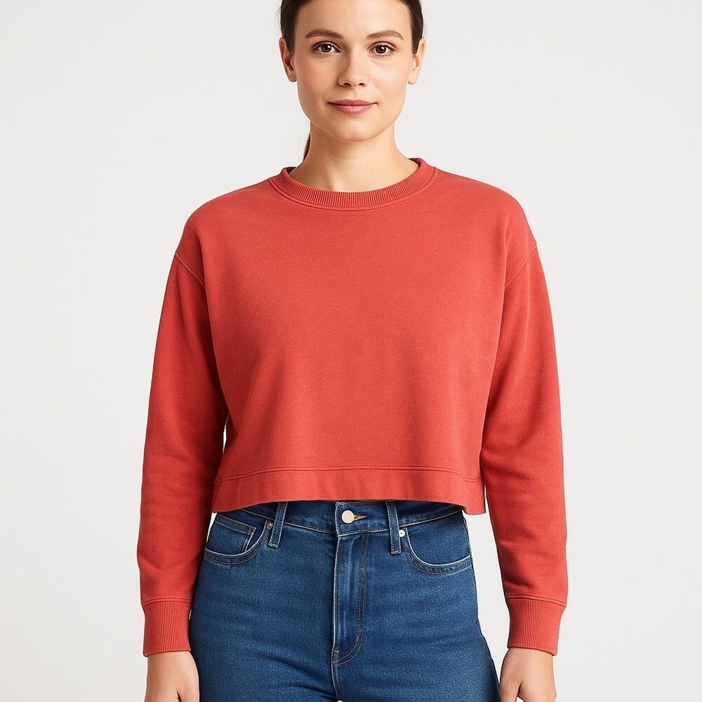 EUC Lucky Brand Women’s Cropped Pullover Sweatshirt – Soft Washed Coral – XXL